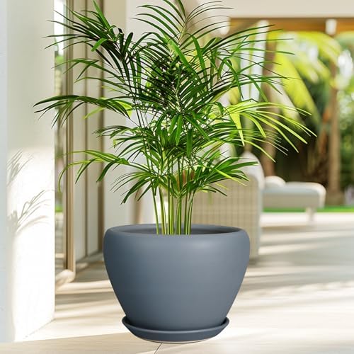 Ceramicfor 10 Inch Plant Pot, Ceramic Planter, Matte Gray - Image 4
