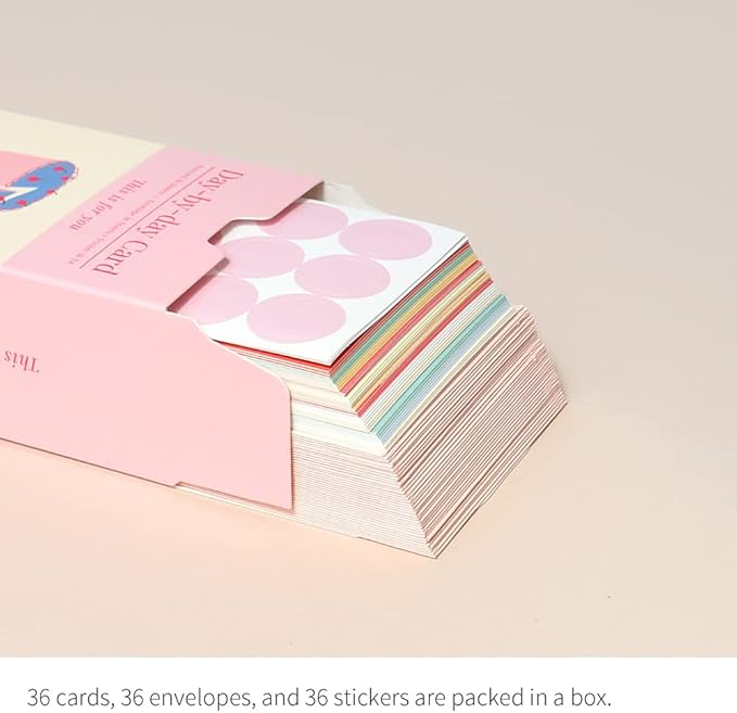 Monolike Day-by-day Card, This is for you - Mix 36 Mini Single cards, 36 envelopes, 36 stickers Package