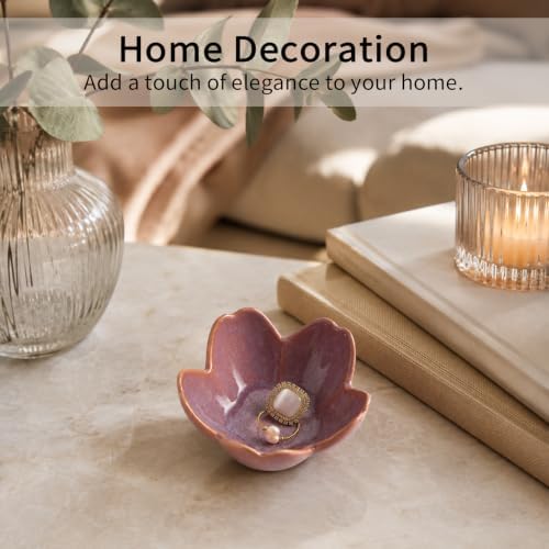 Flower Ring Holder Dish with Gift Box, Ceramic Jewelry Tray - Image 5
