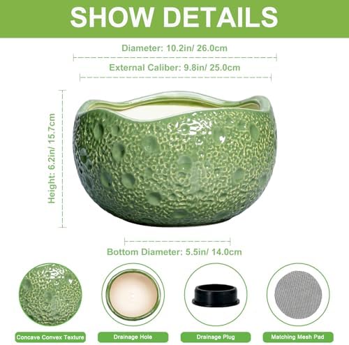 Ceramic Pots for Plants, 10 Inch Plant Pot for Indoor, Green - Image 2