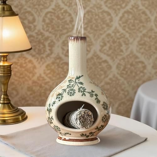 Handmade Ceramic Incense Holder，Stick & Backflow - Sage Holder for Burning ，Meditation Accessories，Easily Grab All Incense Ash (Green and Beige) - Image 3