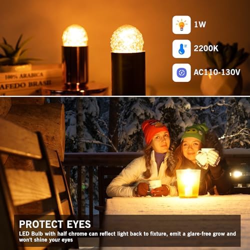 G40 LED Low Watt Light Bulbs Warm Glow E26 Amber 1W 10 Watt Light Bulb - Image 4