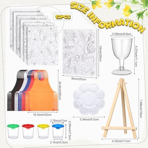 Sherr 96 Pcs 12 Set Pre Drawn Canvas Painting Kits, Flower - Image 2