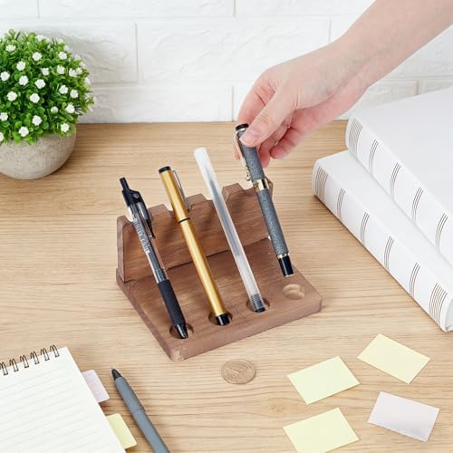 AHANDMAKER 2Pcs Wooden Desk Pen Holder Organizer 5.51x2.72x2.87 Inches Pen Display Stand with Stable Base Stylish Office Desk Decor for Office Home Gift Giving Storage Organization - Image 3