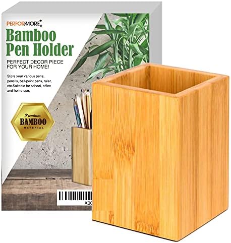 Eco-Friendly Bamboo Pen Holder | Minimalist Wooden Pencil Cup | Natural Desk Organizer Box for Office, School, or Vanity | Sustainable Square Storage Container | Unpainted Finish by RingBinder