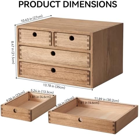 KIRIGEN Wood Desk Organizer with 4 Drawers, Desktop Storage, Brown 34-DBR - Image 3