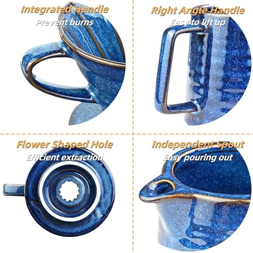 Pour Over Coffee Maker,Ceramic Coffee Maker With 40 pcs Paper Filter，15oz/450ml Pour Over Coffee Dripper (Starry Blue, V02) - Image 3