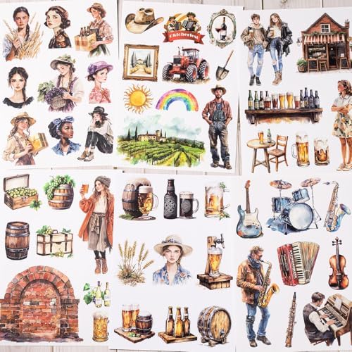 YagCu Bubble Feast Scrapbook Stickers, 20 Sheets Journaling Sticker, Junk Journal Supplies, Pre-Cut Aesthetic Scrapbooking for Adults, Decorative Ephemera Bullet Planner DIY Arts Craft Collage - Image 4