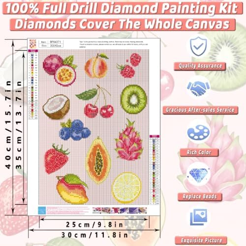 Pink Fruit Diamond Art Kits for Adults Diamond Painting Kit for Beginner - Image 4
