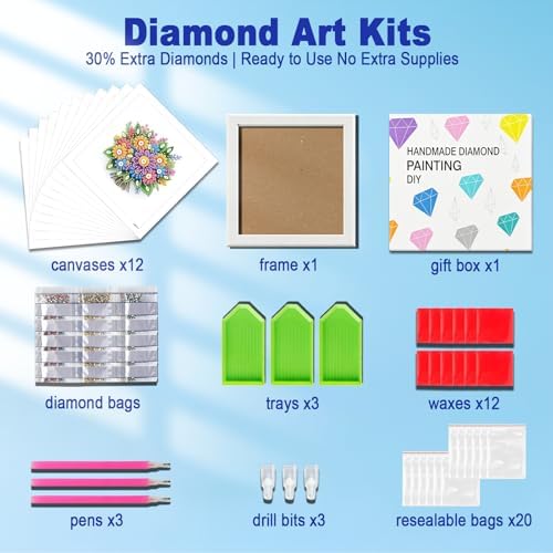 DOZEEZOP 12-Pack Small Diamond Art Kit for Adults Teens 7"x7" - Image 6