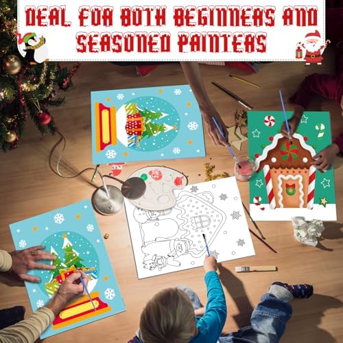 Sherr 96 Pcs 12 Set Pre Drawn Canvas Painting Kits, Christmas - Image 5