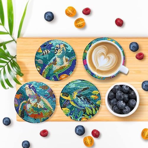 DOTSOPS 8 Pcs Ocean Diamond Art Coasters Kits for Adults with Holder 4 in - Image 6