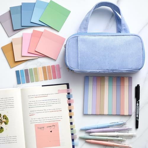 Jutom 39 Pcs Aesthetic Book Annotation Kit,Light Blue,Classic Style - Image 4