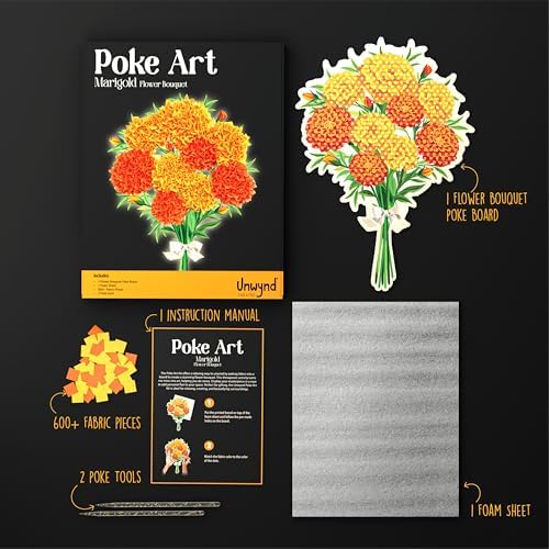 Unwynd Poke Art Marigold Flower Bouquet Kit for Adults, Women and Teens - Image 3