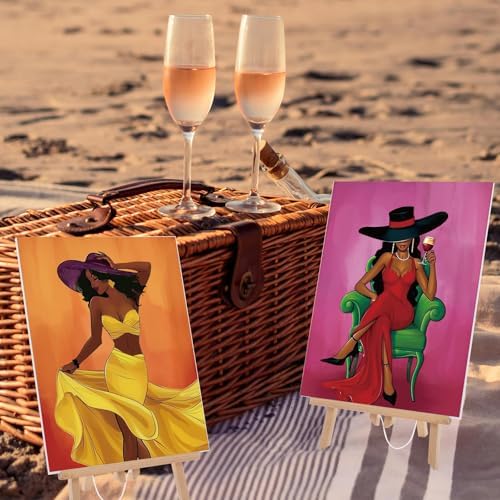 AmazingSpark 16 Pcs Pre Drawn Canvas to Paint for Adults Black Girl - Image 2