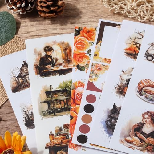 Snycler Sticker Book for Journal 20 Sheets Vintage PET Washi Stickers-7 - Image 4