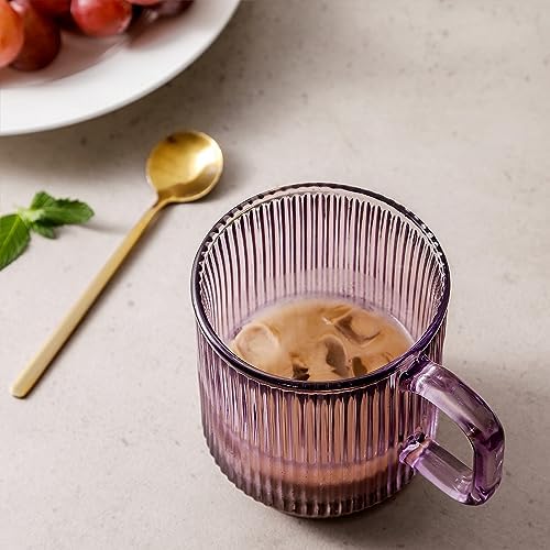 Lysenn Purple Glass Mug with Lid, Premium Glass Coffee Mug, 12 oz Tea Cup - Image 2