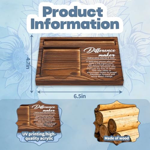 FOUGSTA Appreciation Gifts for Women, Difference Maker Gifts for Women, Inspirational Office Decor Present for Friend, Wooden Notepad Pen Holder With Inspirational Quotes,16.5 x 12 x 1.5 cm,XXN6 - Image 2