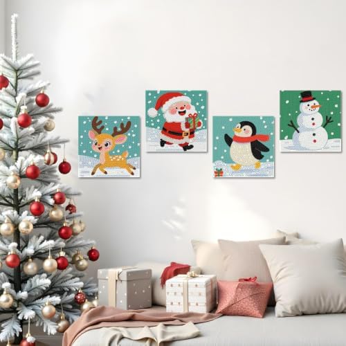 ICYANART 4 Pack Christmas Diamond Art Painting Kits for Kids 6x6 Inch - Image 2
