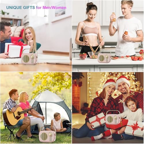 Retro Bluetooth Speaker,Vintage Decor for Kitchen Desk Bedroom Office Pink - Image 6