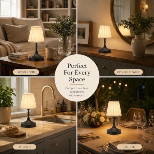 Balck Small Cordless Table Lamp Rechargeable - Kitchen Countertop Tabletop - Image 7