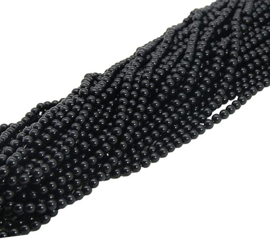 Pamir Tong 600PCS Black Glass Round Beads Bulk， Imitative Jade Beads, Lava Beads, Bracelet Loose Beads for Jewelry Making Earring, Necklaces, and DIY Crafts (8mm Black)