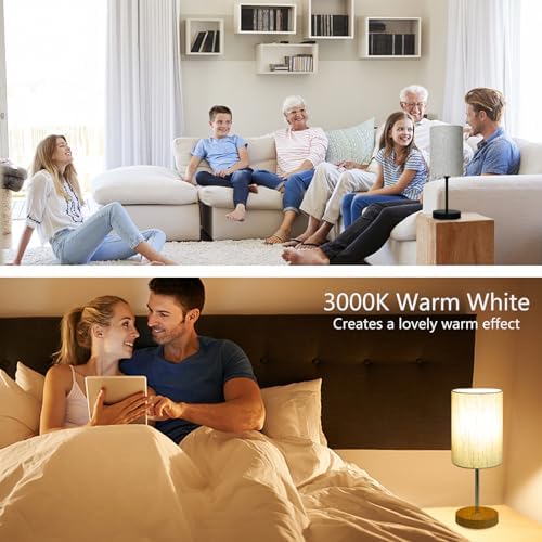 RISLG 2 Pack Small Table Lamps, Bedside Lamps for Nightstand with Wire Switch, Modern Minimalist Desk Lamp with Linen Fabric Shade for Dorm Kids Room Living Room Office Bedroom, Bulb Included-L - Image 5