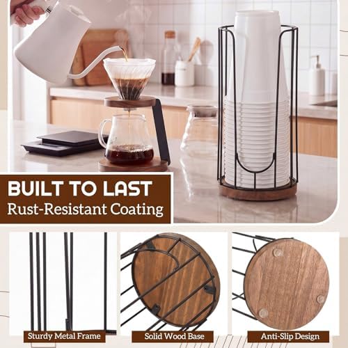 Geelin 18oz Adjustable Coffee Cup Dispenser with Wooden Base - Image 4