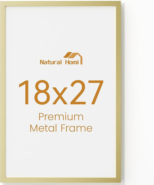 18x27 Aluminum Metal Picture Frame,Tempered Glass Gold Photo Frame 18x27 for Family Photo,Posters,Art,Document to Wall Mount