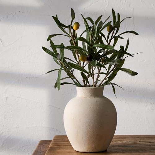 SIDUCAL Ceramic Decorative Flower Vase | 6 Inch Pottery Rustic Farmhouse Boho Vase for Home Decor, Table, Living Room, Bathroom, Shelf, Mantel Decoration, Wedding, White by SIDUCAL
