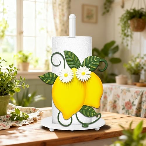Lemon Paper Towel Holder, Spring Summer Lemon Decor for Countertop Cute Farmhouse Home Table, Housewarming Birthday Gifts Yellow - Image 6