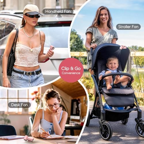 Portable Clip-On Mini Fan, Personal Handheld Fan for Stroller w/ LED Screen - Image 3