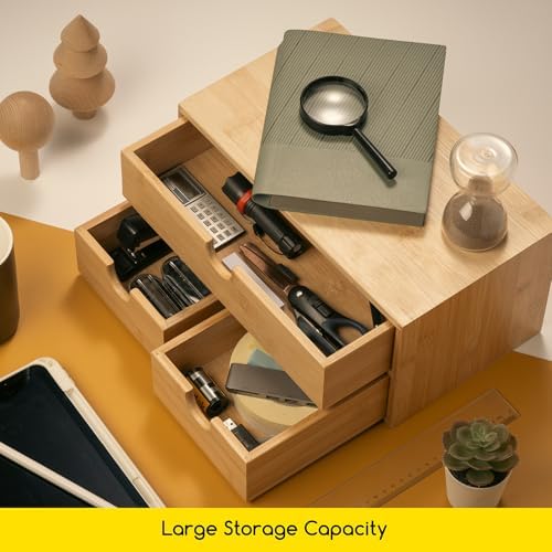MEEDEN Bamboo Desk Organizer with Drawers: Desktop Storage Container - Image 7
