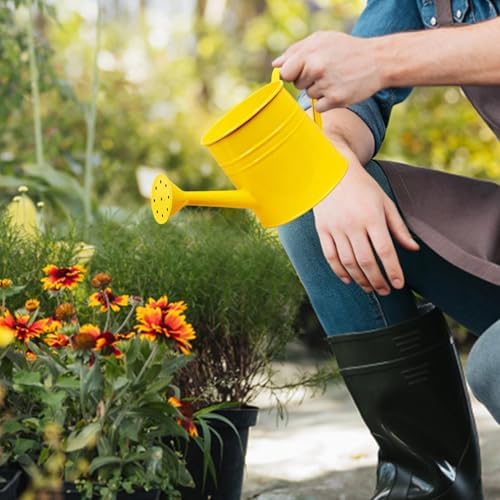 Small Watering Can, 1L Metal Flower Garden Watering Can, Gardening Tool Accessories for Outdoor Indoor Plants Lawn (Yellow) - Image 3