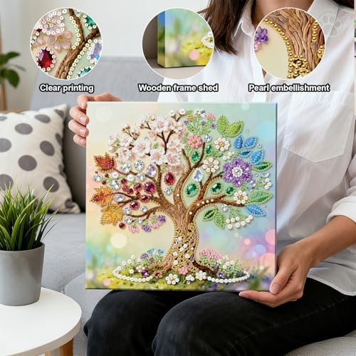 LQCrafK DIY Pearl Art Painting Handcraft Kit for Adults Beginners, Healing Stress-Relieving Home Wall Creative Design Decoration, Framed Painting with Tools-Tree - Image 5