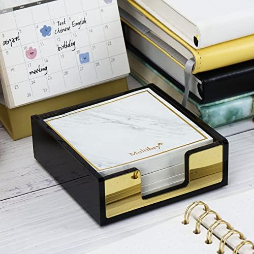 Acrylic Black and Gold Sticky Note Holder 3.7"¡Á3.7 Sticky Note Dispenser for Desk Cute Memo Notepad Holder for Office Supplies - Image 4
