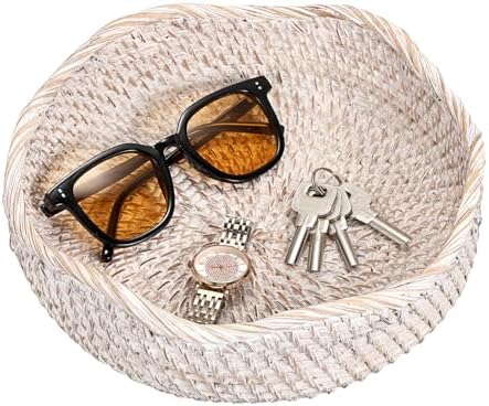 Hipiwe Rattan Key Basket for Entryway Table Handwoven Small Baskets Tray by Hipiwe