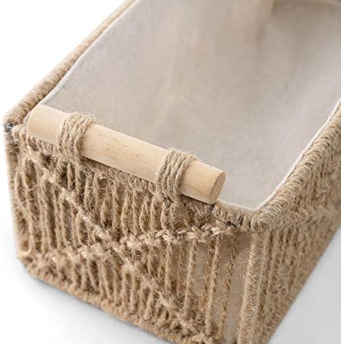 Mkono 2Pc Macrame Storage Basket, Boho Decor Toilet Paper Organizer, Brown - Image 6