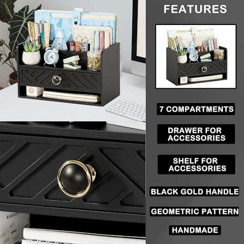 Desk Organizer with Drawer, Countertop Bill Mail Organizer and File Storage - Image 6