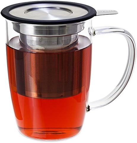 FORLIFE NewLeaf Glass Tea 16-Ounce Mug with Infuser and Lid, Black by Unknown