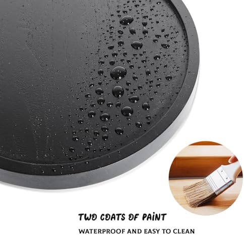 Round Decorative Tray Wood Bathroom Counter Organizer Farmhouse Kitchen Decor Wooden Riser for Soap Dish, Perfume, Candle, Sponge, 12" - Black - Image 3