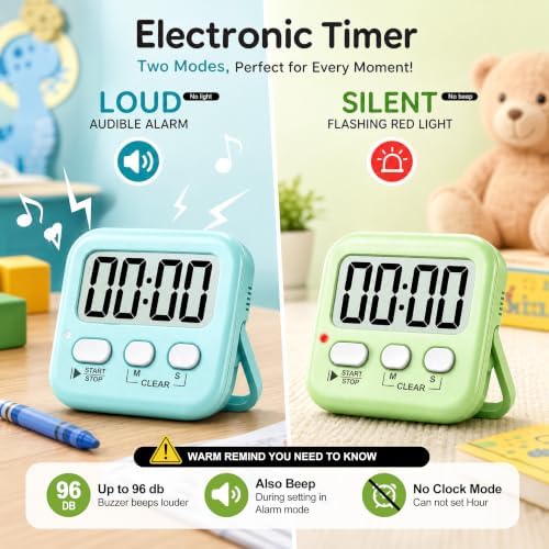 Antonki 2 Pack Digital Timer for Kids Classroom Kitchen Timers for Cooking - Image 6
