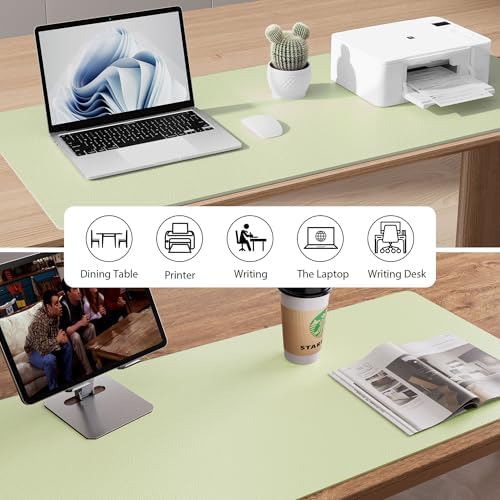 Aothia Leather Desk Pad Protector, Office Desk Mat, Large Mouse Pad, Non-Slip PU Leather Desk Blotter, Laptop Desk Pad, Waterproof Desk Writing Pad for Office and Home (48"x17", Grass Green) - Image 6