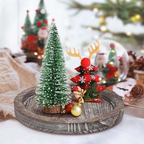 Round Wood Trays Home Decor Farmhouse Coffee Table Centerpieces Decorative - Image 2