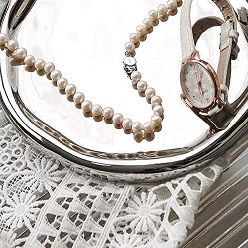 BEIJIALY Ceramic Jewelry Dish for Women, Trinket Tray, Ring Dish Tray, Jewelry Plate, Ceramic Glossy Appearance Simple Modern Stylish Storage Tray Key Tray for Home Gift(Silver Round) - Image 6
