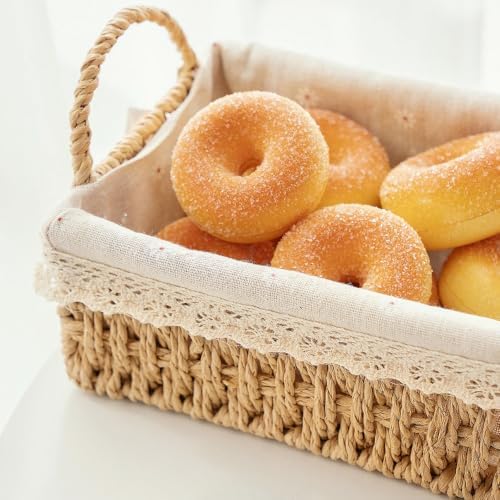 GIB Small Wicker Woven Storage Baskets for Organizing with Handle and Liner - Image 3