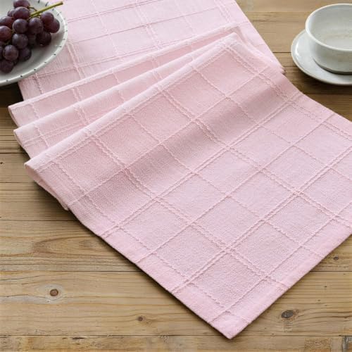ZeeMart Linen Checked Farmhouse Table Runner, 13x60 Inches Pink by ZEEMARTONLINE