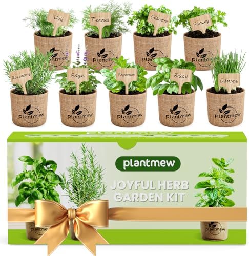 Gift for Women, Mom, Her – 9 Herb Indoor Window Garden Kit | Complete Herb Seeds Starter Set with Pots, Soil, Tools & Markers | Heirloom Herbs | Birthday, Housewarming, New Home, Mother's Day by PLANTMEW