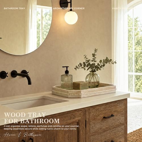 EOSAHR Pine Wood Decorative Tray: Serving Tray for Room Decor, LightNatural - Image 4