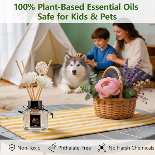 Shangri-La Reed Diffuser 1.7 fl oz | Long-Lasting Natural Home Fragrance | Non-Toxic Essential Oil with 6 Scent Sticks for Bathroom, Bedroom & Living Room | Plant-Based Air Freshener - Image 3